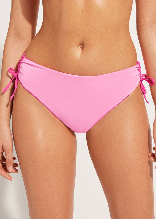 Pantaloni De Bikini Calzedonia High-Talie Drawstring Indonesia Dama Roz | RO1457RW