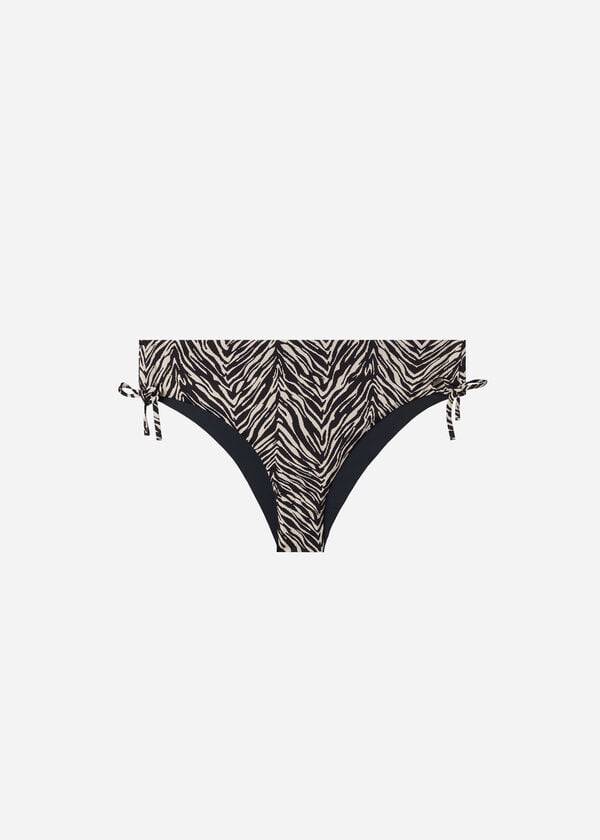 Pantaloni De Bikini Calzedonia High-Talie Drawstring Nairobi Dama Negrii | RO1460UT