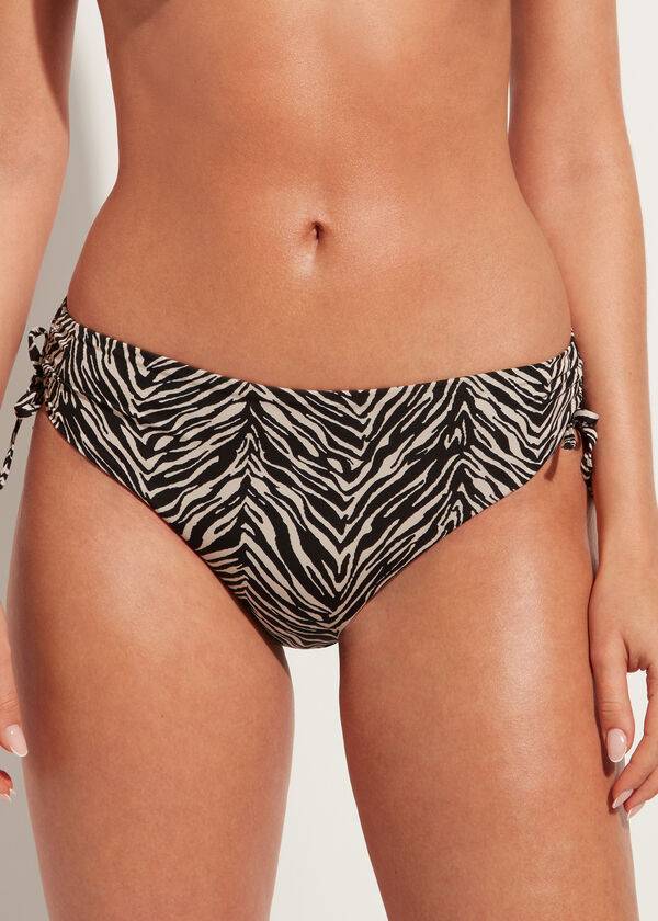 Pantaloni De Bikini Calzedonia High-Talie Drawstring Nairobi Dama Negrii | RO1460UT