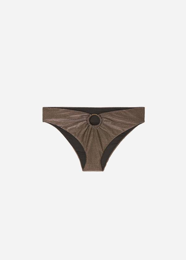 Pantaloni De Bikini Calzedonia Lamé High Talie Hollywood Dama Negrii | RO1487IS