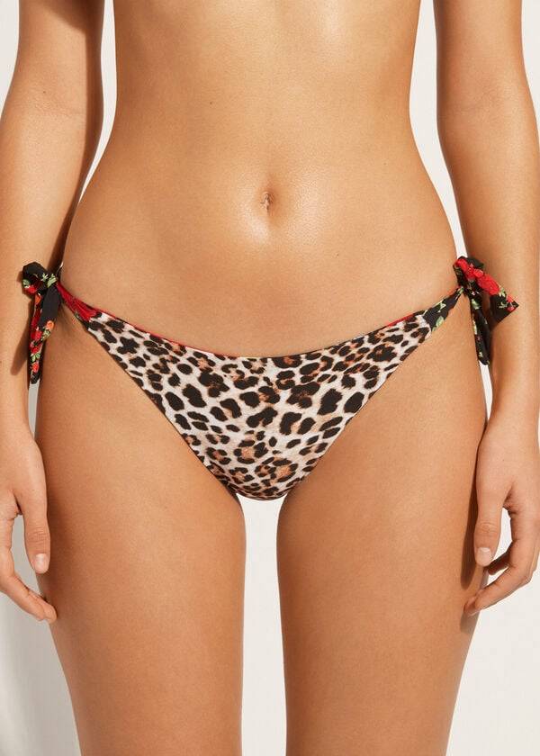 Pantaloni De Bikini Calzedonia Reversible String Nizza Dama Roz | RO1514OR