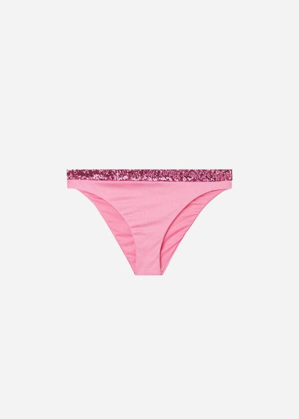 Pantaloni De Bikini Calzedonia Sequined Cannes rosa Dama Roz | RO1540OR