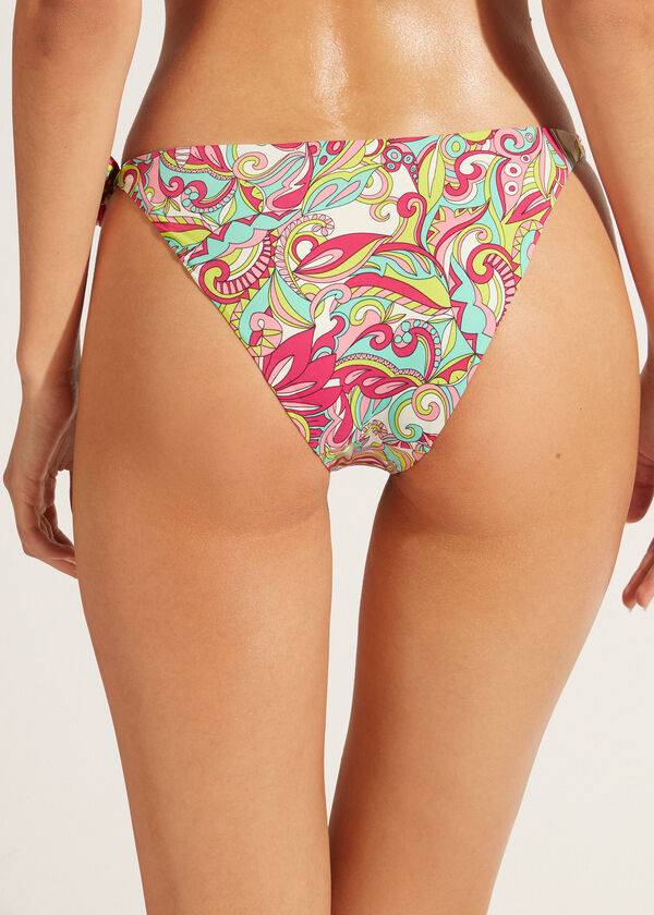 Pantaloni De Bikini Calzedonia Side Tie Londra Dama Colorati | RO1564UT