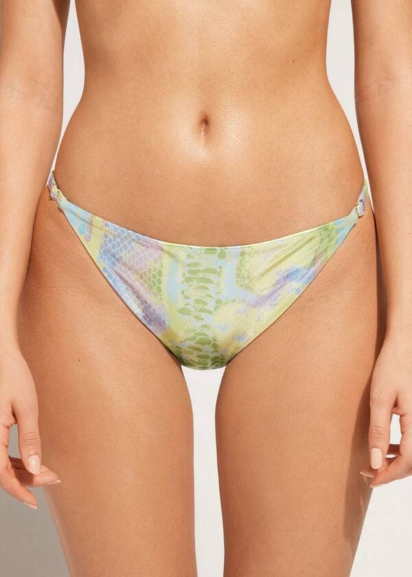 Pantaloni De Bikini Calzedonia Snake-Pattern Adjustable-Side Las Palmas Dama Verzi | RO1573HK