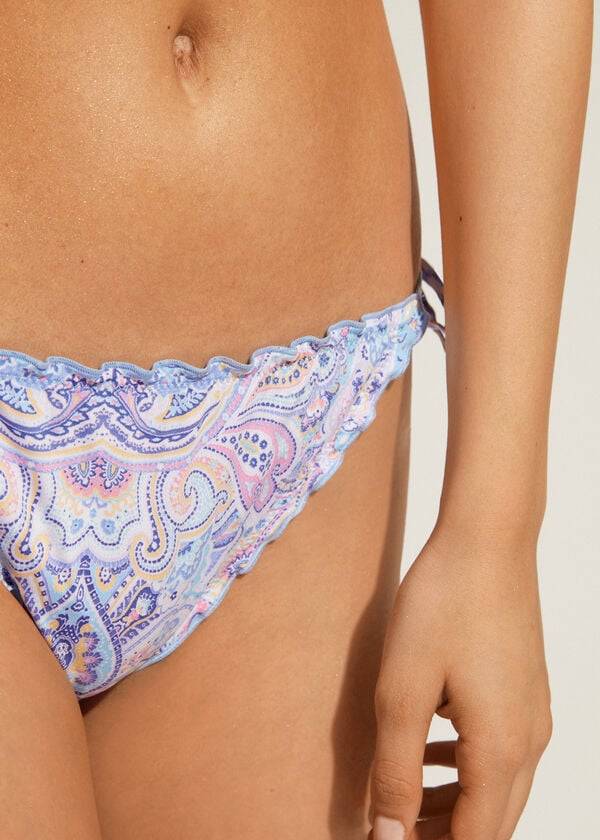 Pantaloni De Bikini Calzedonia String Amalfi Dama Albastri | RO1577ZG