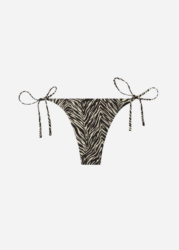 Pantaloni De Bikini Calzedonia Tanga Zebra Nairobi Dama Negrii | RO1641YU