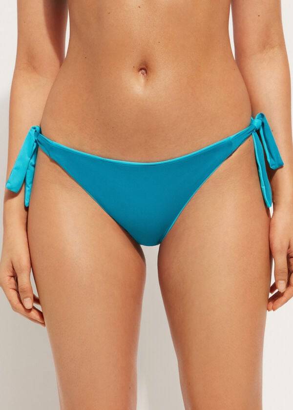 Pantaloni De Bikini Calzedonia Tied Indonesia Eco Dama Turcoaz | RO1651HK