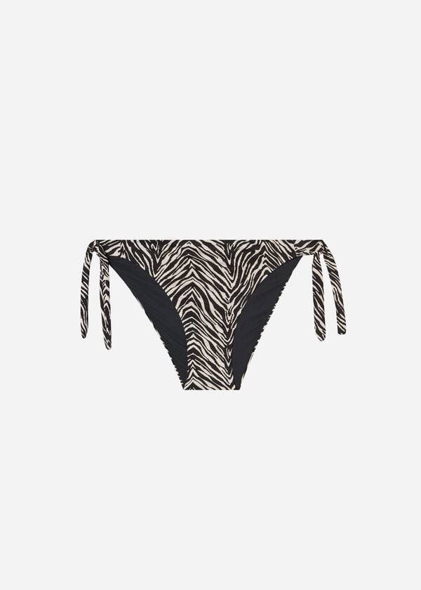 Pantaloni De Bikini Calzedonia Tied Zebra Nairobi Dama Negrii | RO1656XF