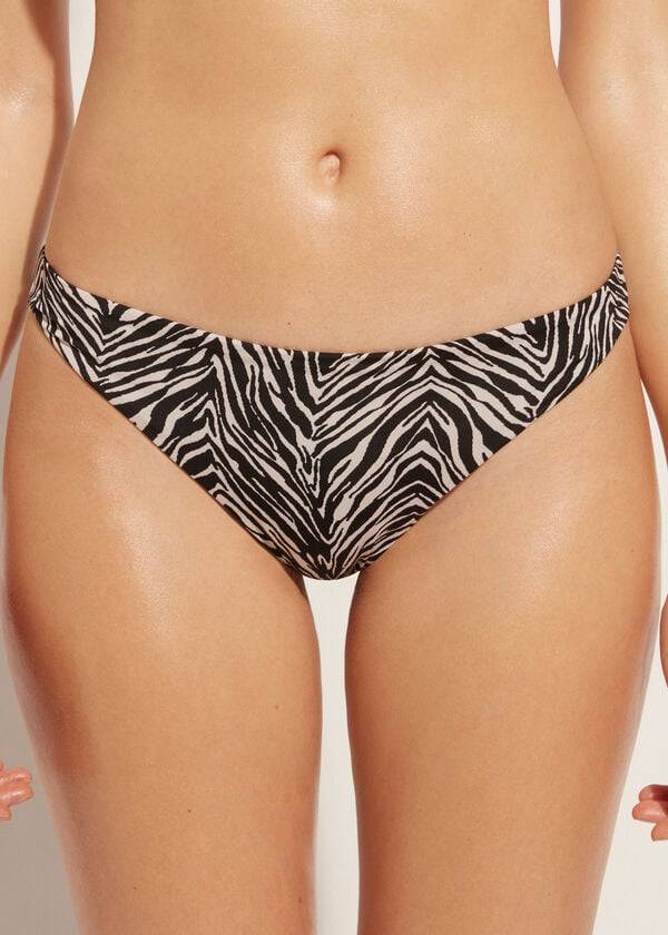 Pantaloni De Bikini Calzedonia Zebra Nairobi Dama Negrii | RO1661MA