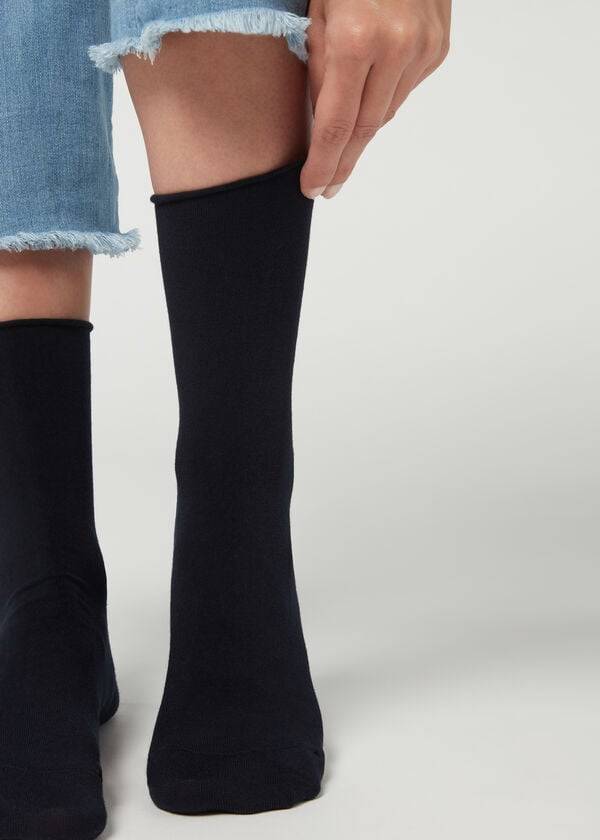 Sosete Calzedonia Ankle with Cashmere Scurte Dama Albastri | RO2343OR