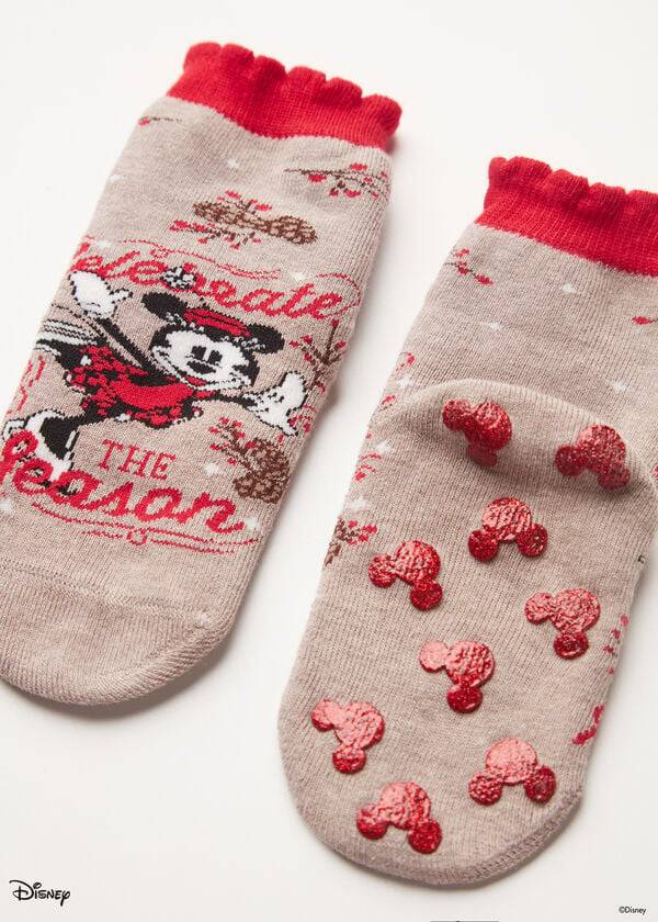 Sosete Calzedonia Non-slip Disney Minnie Mouse Christmas Scurte Copii Maro | RO3191HK