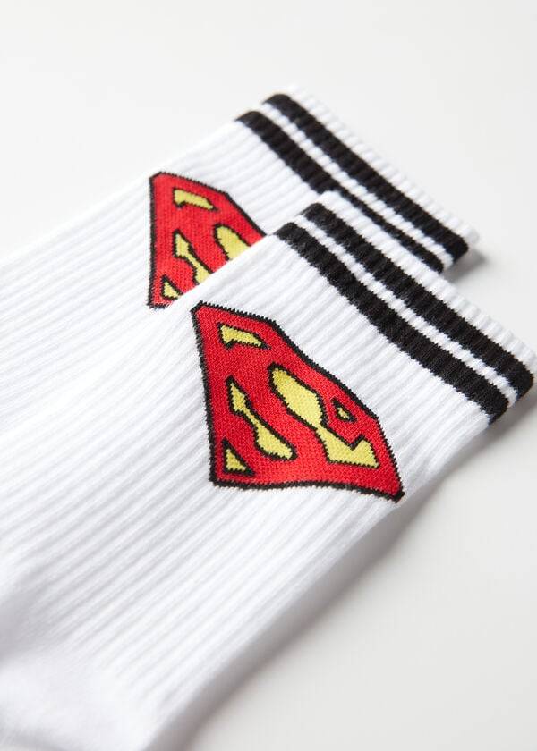 Sosete Calzedonia Superman Crew Barbati Albi | RO2860PQ