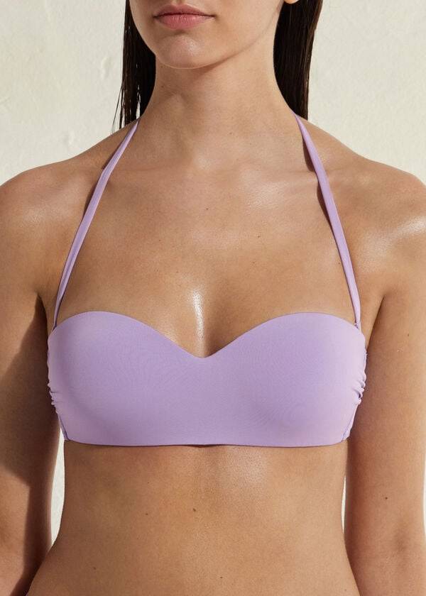 Topuri De Bikini Calzedonia Căptușită Bandeau Indonesia Eco Dama Violet | RO1796TV