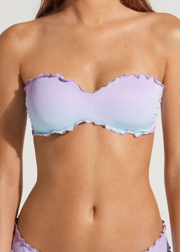 Topuri De Bikini Calzedonia Căptușită Bandeau Madrid Dama Violet | RO1813CE