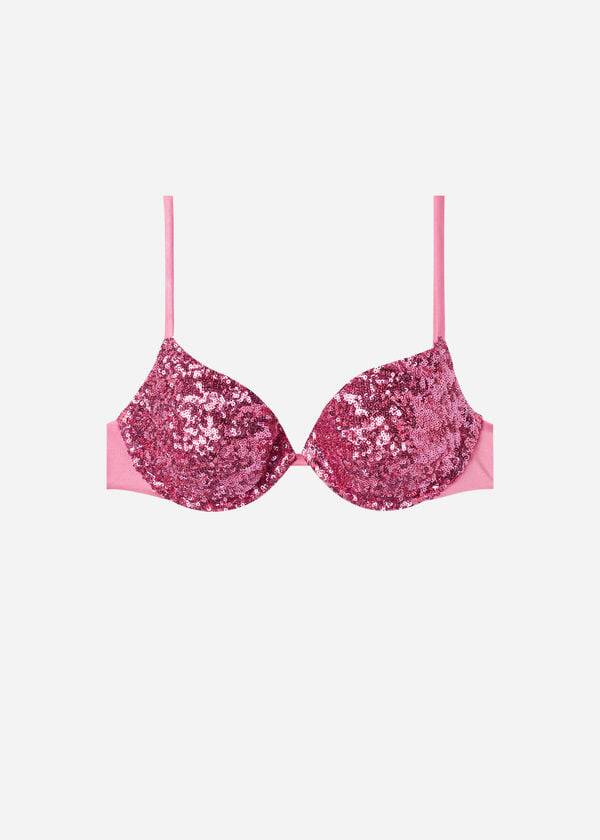 Topuri De Bikini Calzedonia Căptușită Push-Up Cannes rosa Dama Roz | RO1844QZ