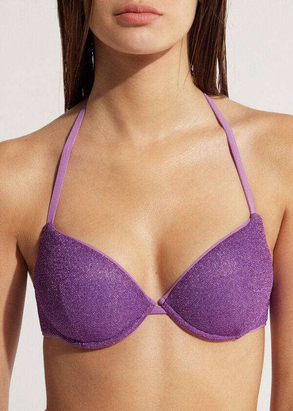 Topuri De Bikini Calzedonia Căptușită Push-Up Las Vegas Dama Violet | RO1858GL