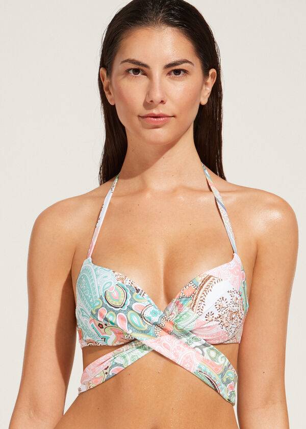 Topuri De Bikini Calzedonia Căptușită Push-Up Saint Tropez Dama Albastri | RO1876UT