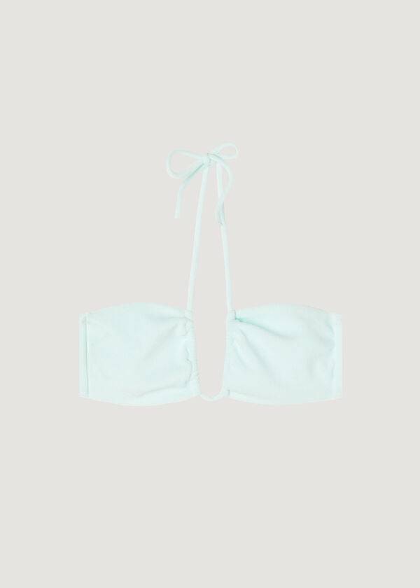 Topuri De Bikini Calzedonia Drawstring Bandeau Beverly Hills Eco Dama Albastri | RO1710VD