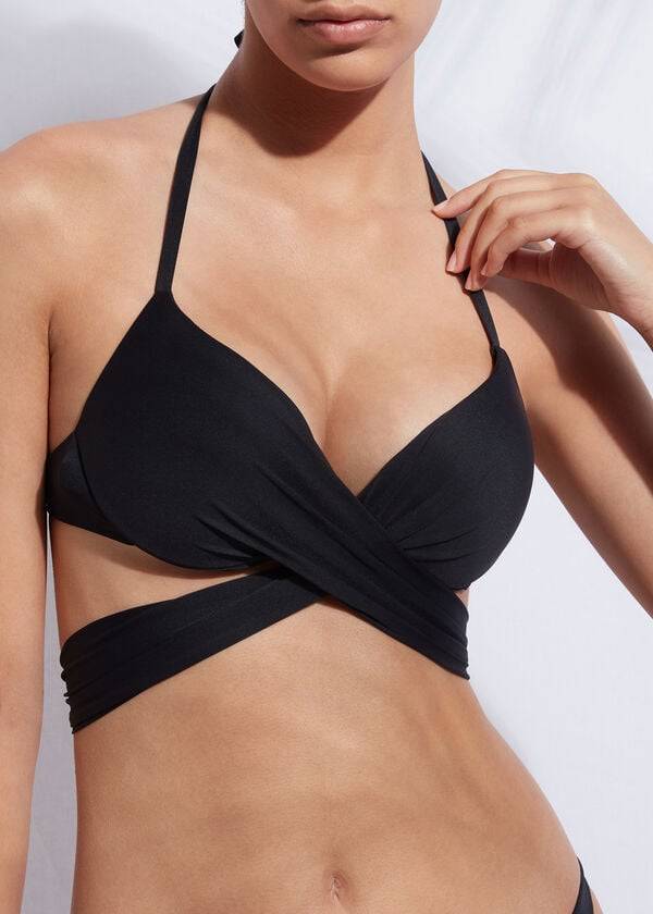 Topuri De Bikini Calzedonia Graduated Push-Up Indonesia Dama Negrii | RO1753FM